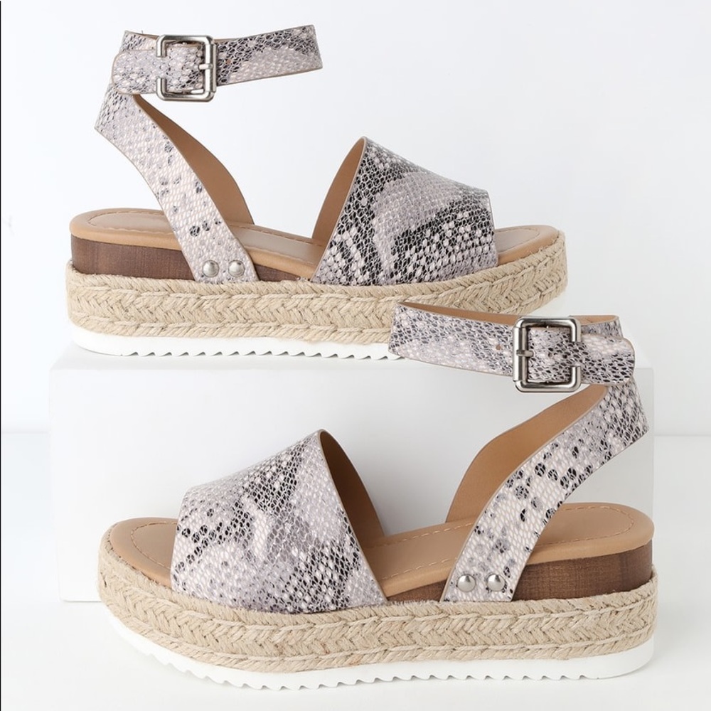 Snakeskin Espadrille Wedge Sandals